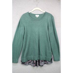 52Seven Long Sleeve Green Pullover Sweater-Size Large-Paisley Back